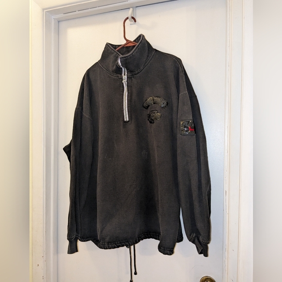 VTG FUBU Sports 1/4 Zip Sweatshirt Mens XXL Black Pullover 90s Sweater Y2K Retro - Picture 1 of 8